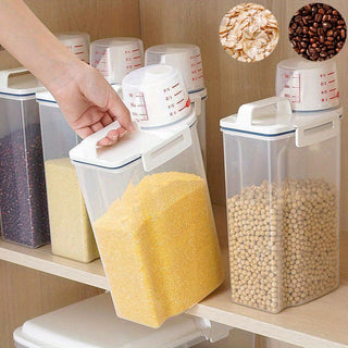 3 Piece Airtight Food Storage Container Set with Measuring Cup - Leak Proof, Moisture Proof &amp; Insect Proof for Cereals, Nuts, Snacks, and Dry Fruits - Durable PP Material, Easy to Carry Design 