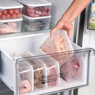 5 Pieces Freezer Safe Food Storage Containers with Lids - Leak Proof Reusable Plastic Bins for Meat, Fruits, Vegetables - Odor Proof Kitchen Organizer Set 