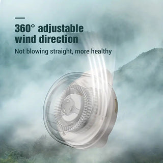 Mini Bladeless Fan 360 Degree Rotating Wearable USB Rechargeable 900mAh Lithium Battery 66mins Quick Charge 3 Speed ​​Control Waist Fan for Indoor Outdoor Use 