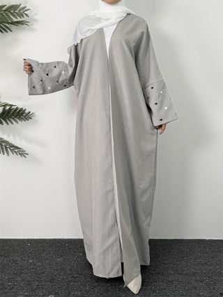 Elegant Plus Size Abaya with Heart Embroidery - Long Sleeve, Long Kaftan Dress for Women 