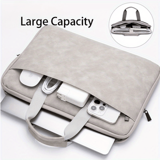 Luxury PU Leather Laptop Bag Large Capacity - Waterproof, Shockproof, Full Open Design for Business and Home Daily Use 