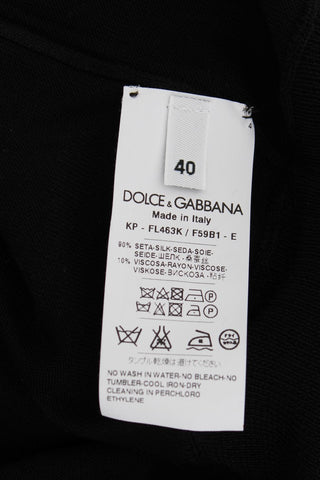 Dolce &amp; Gabbana Elegant Black Silk Floral Polo Top