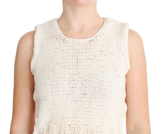 PINK MEMORIES Beige Sleeveless Cotton Blend Vest Sweater