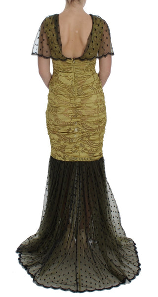 Dolce &amp; Gabbana Yellow Floral Lace Sheath Dress