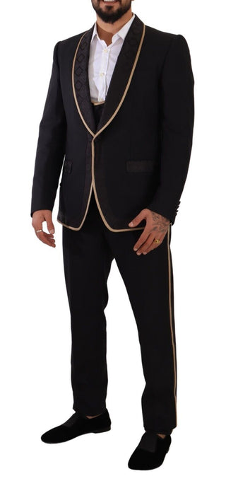 Dolce &amp; Gabbana Elegant Black Silk Blend 3-Piece Suit