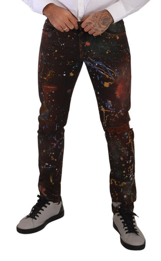 Dolce & Gabbana Multicolor Painted Skinny Denim Jeans