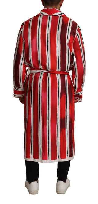 Dolce &amp; Gabbana Chic Striped Silk Sleepwear Robe