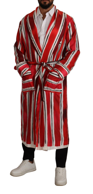 Dolce &amp; Gabbana Chic Striped Silk Sleepwear Robe