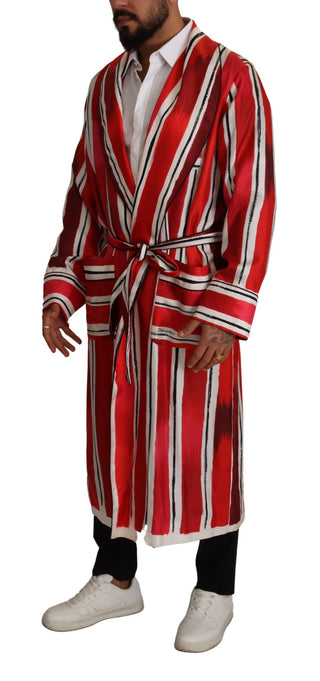 Dolce &amp; Gabbana Chic Striped Silk Sleepwear Robe