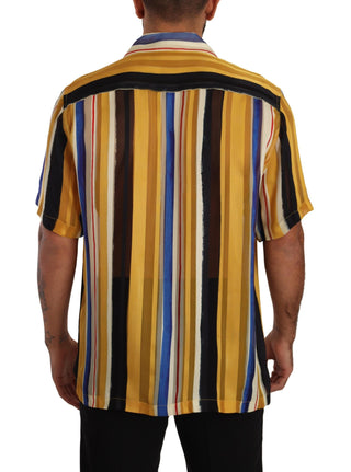 Dolce &amp; Gabbana Yellow Striped Silk-Blend Men's Shirt