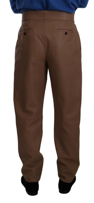 Dolce & Gabbana Elegant Tapered High Waist Leather Pants