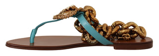 Dolce &amp; Gabbana Chic Gladiator Flats with Heart Devotion Detail