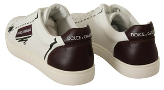 Dolce & Gabbana White Bordeaux Leather Low Tops Sneakers