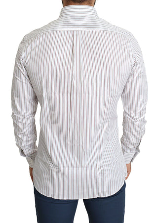 Dolce &amp; Gabbana Elegant White Striped Cotton Dress Shirt