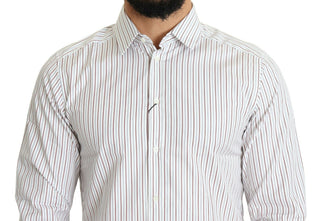 Dolce &amp; Gabbana Elegant White Striped Cotton Dress Shirt