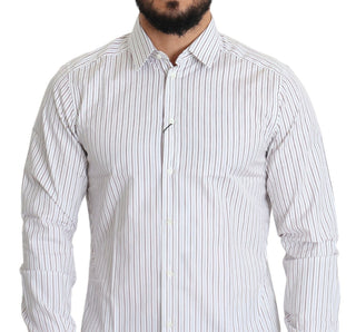 Dolce &amp; Gabbana Elegant White Striped Cotton Dress Shirt