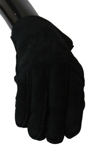 Dolce &amp; Gabbana Elegant Black Leather Biker Gloves