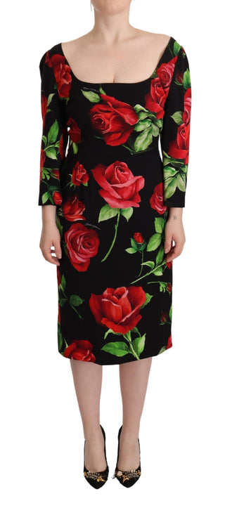 Dolce &amp; Gabbana Elegant Floral Print Silk Sheath Dress