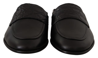 Dolce &amp; Gabbana Exquisite Black &amp; Burgundy Leather Slides