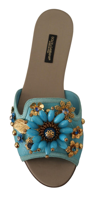 Dolce &amp; Gabbana Exquisite Crystal-Embellished Exotic Leather Sandals