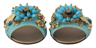 Dolce &amp; Gabbana Exquisite Crystal-Embellished Exotic Leather Sandals