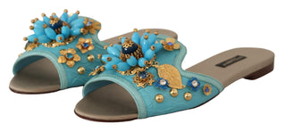 Dolce &amp; Gabbana Exquisite Crystal-Embellished Exotic Leather Sandals