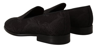 Dolce &amp; Gabbana Black Floral Brocade Slippers