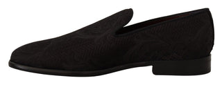 Dolce &amp; Gabbana Black Floral Brocade Slippers