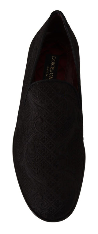 Dolce &amp; Gabbana Black Floral Brocade Slippers