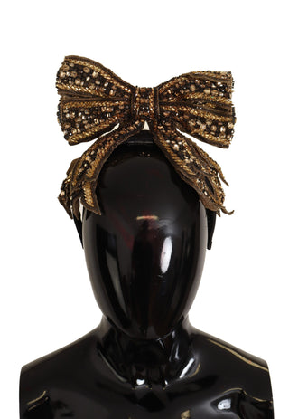 Dolce &amp; Gabbana Elegant Gold Embellished Silk Diadem