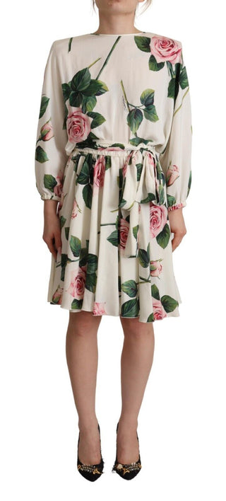 Dolce &amp; Gabbana Elegant Silk Floral A-Line Dress