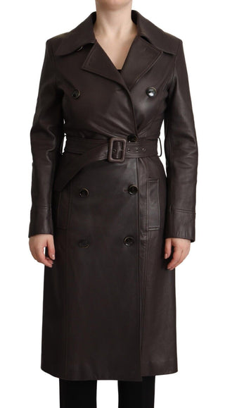 Dolce &amp; Gabbana Elegant Double-Breasted Lambskin Leather Coat