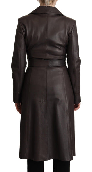 Dolce &amp; Gabbana Elegant Double-Breasted Lambskin Leather Coat