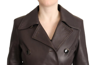 Dolce &amp; Gabbana Elegant Double-Breasted Lambskin Leather Coat