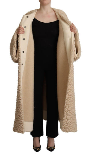 Dolce &amp; Gabbana Elegant Beige Cashmere Overcoat Jacket