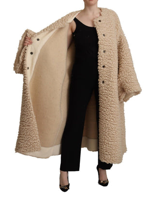 Dolce &amp; Gabbana Elegant Beige Cashmere Overcoat Jacket