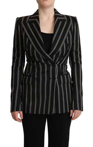 Dolce &amp; Gabbana Elegant Striped Wool Stretch Jacket