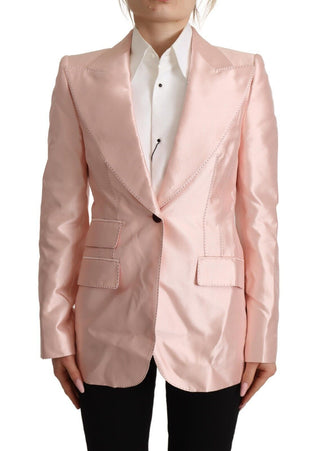 Dolce &amp; Gabbana Elegant Pink Silk Blazer Jacket