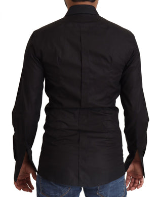 Dolce &amp; Gabbana Elegant Slim Fit Black Cotton Dress Shirt