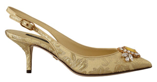 Dolce &amp; Gabbana Gleaming Gold Crystal Slingback Heels