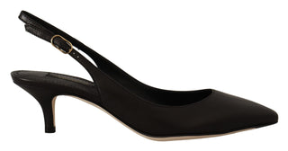 Dolce &amp; Gabbana Elegant Black Leather Slingback Heels