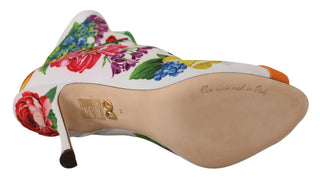 Dolce &amp; Gabbana Floral Open Toe Jersey Heels