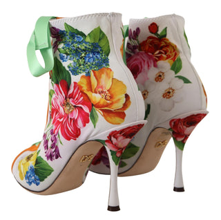 Dolce &amp; Gabbana Floral Open Toe Jersey Heels