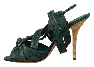 Dolce & Gabbana Elegant Green Python Strappy Heels