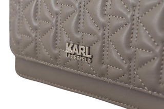 Karl Lagerfeld Elegant Gray Leather Crossbody Bag