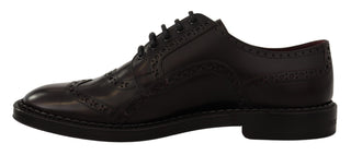 Dolce &amp; Gabbana Elegant Purple Leather Derby Formal Shoes