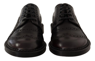 Dolce &amp; Gabbana Elegant Purple Leather Derby Formal Shoes