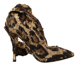 Dolce &amp; Gabbana Elegant Leopard Sequin Knee-High Boots