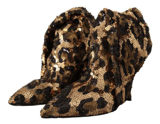 Dolce &amp; Gabbana Elegant Leopard Sequin Knee-High Boots