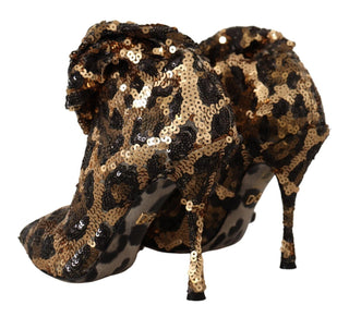 Dolce &amp; Gabbana Elegant Leopard Sequin Knee-High Boots